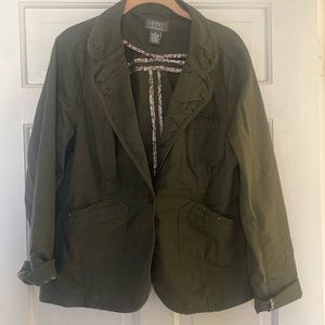 Motto Army Green Blazer with brass details. Size medium.
